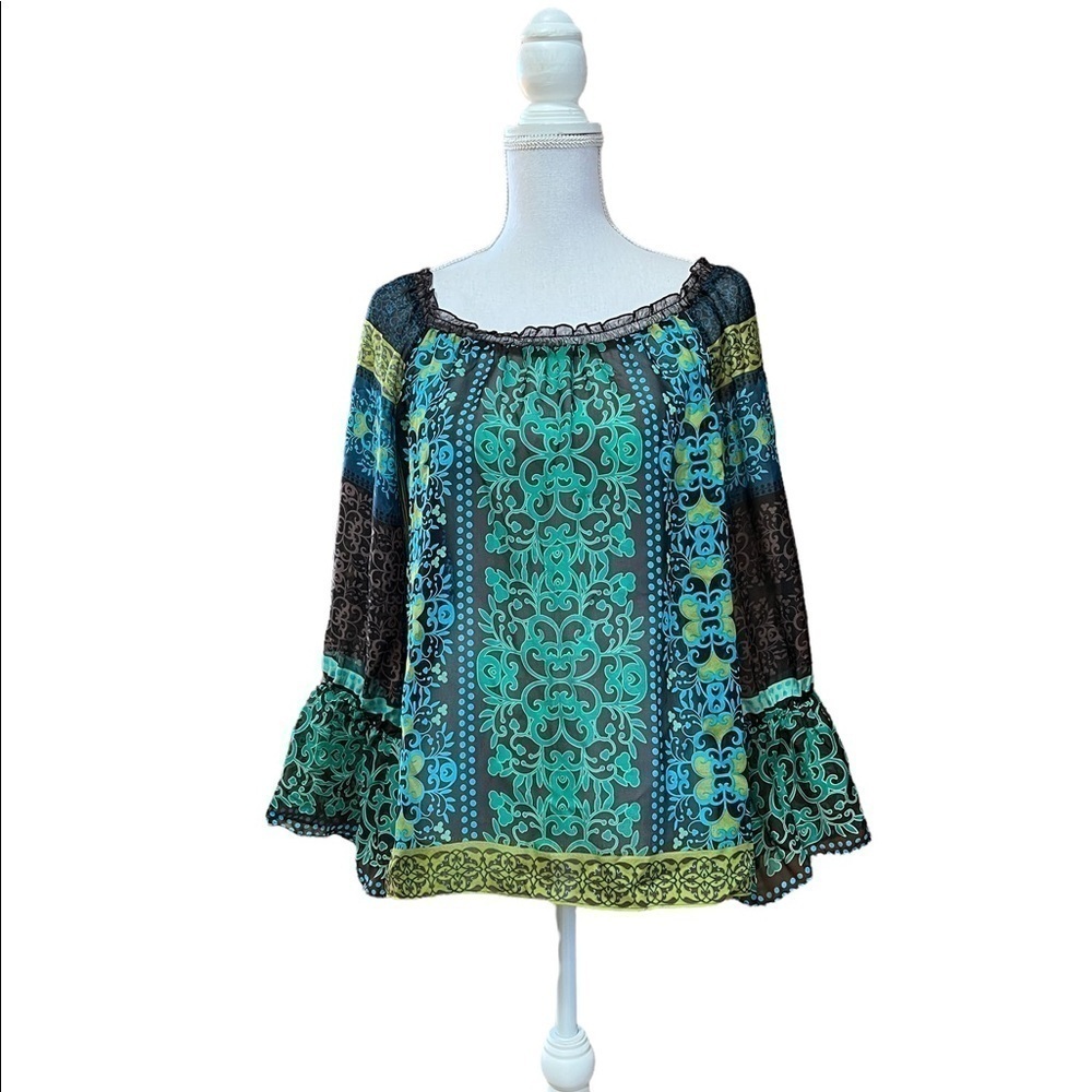 HALE BOB WOMENS SILK LONG SLEEVE BLOUSE SIZE XS